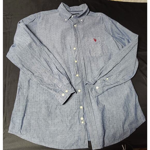 U.S. Polo Assn Men’s Blue Large Tall Long Sleeve Button-Down Shirt EUC - Picture 1 of 12